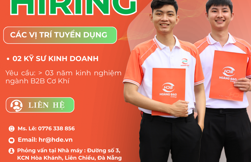 CÔNG TY CỔ PHẦN NĂNG LƯỢNG HOÀNG ĐẠO (HDE) TUYỂN DỤNG KỸ SƯ KINH DOANH B2B CƠ KHÍ QUÝ II/2025